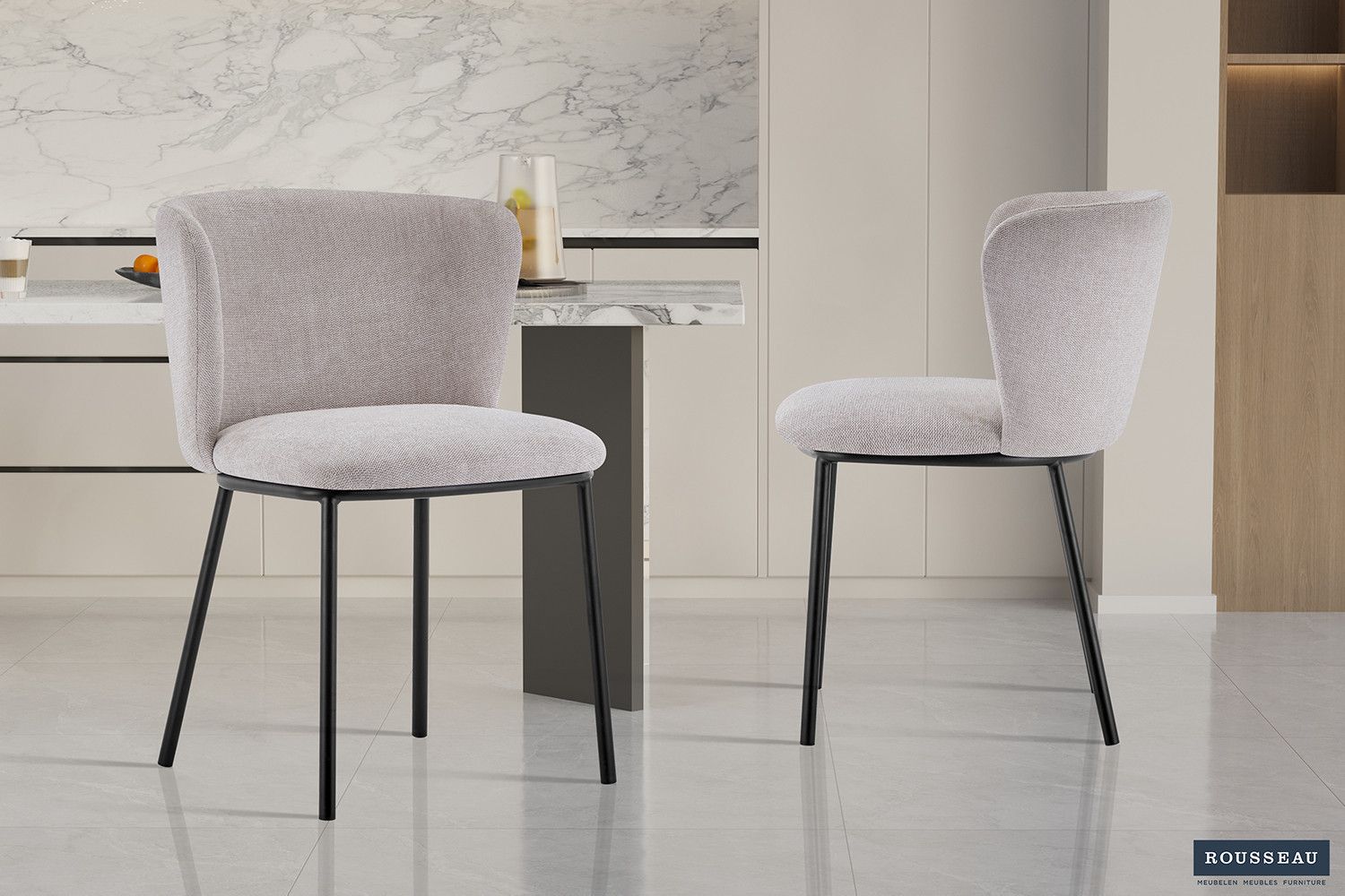 Stoel Arthur Stof Ote Belfast 23 Beige - Set van 2