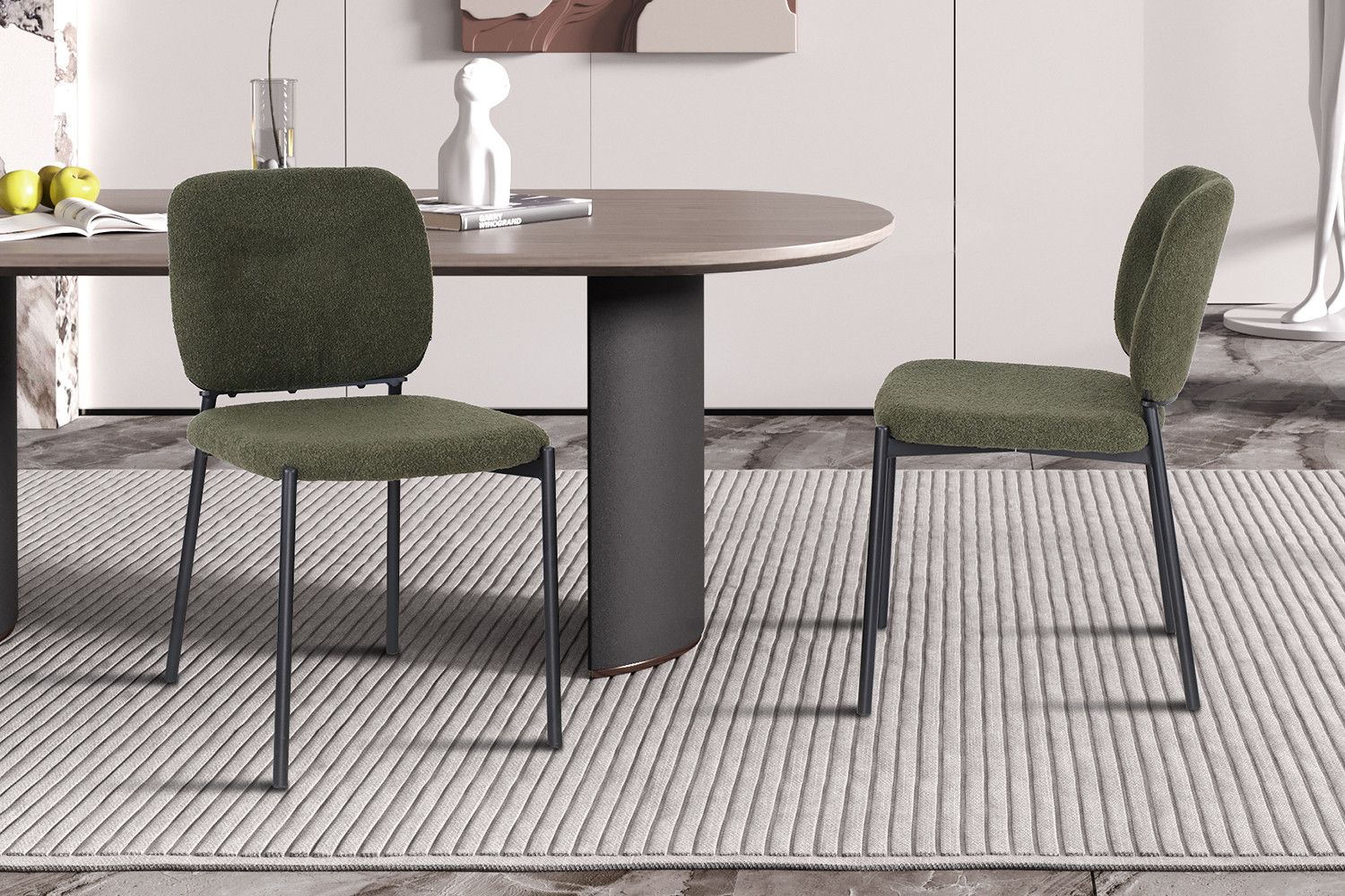 Stoel Sophia Stof Groen - Set van 2