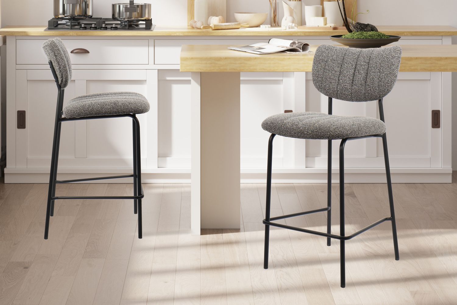 Counterstoel Antura Stof Donkergrijs - Set van 2