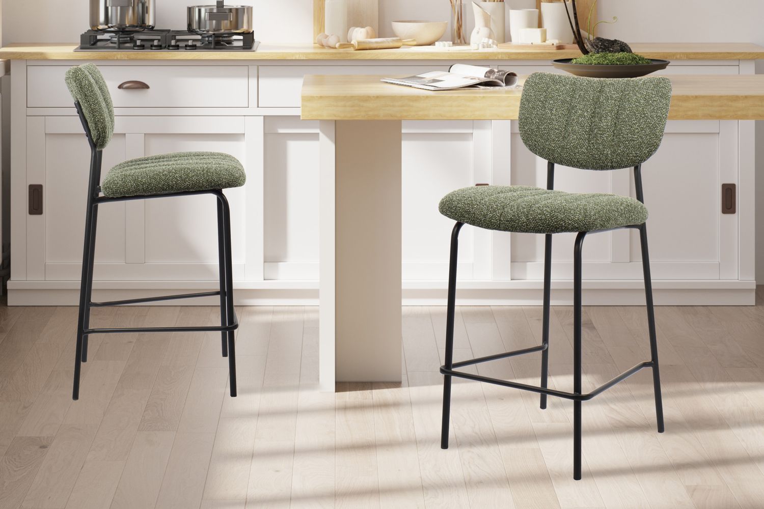 Counterstoel Antura Stof Groen - Set van 2