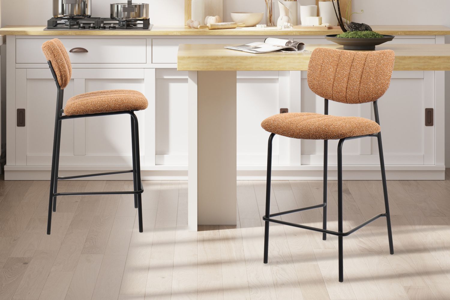 Counterstoel Antura Stof Oranje - Set van 2