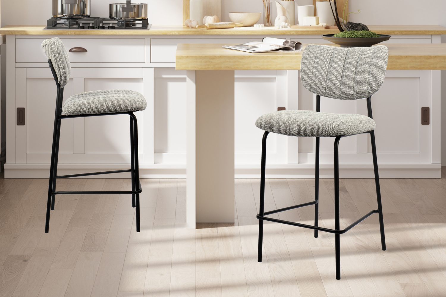 Counterstoel Antura Stof Lichtgrijs - Set van 2