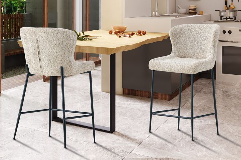 Counterstoel Lisa Bouclé Beige - Set van 2