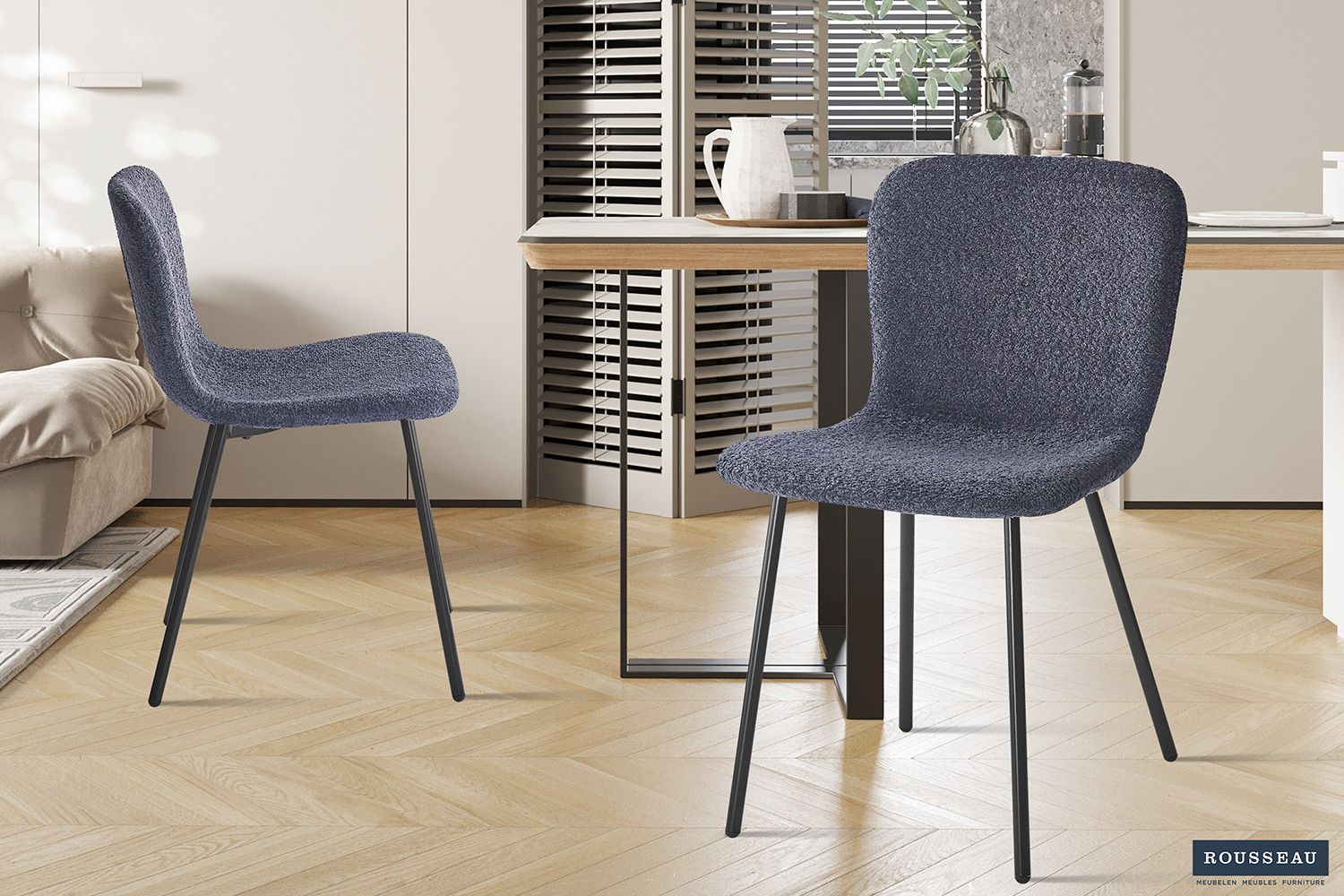 Stoel Susan Bouclé Donkergrijs - Set van 2