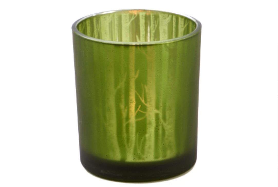 Theelichthouder Forest Groen/Zilver H8