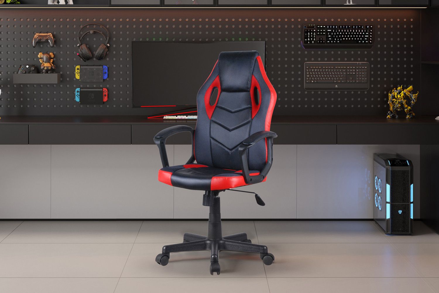 Gamingstoel Tiger PU Zwart Rood Grijs