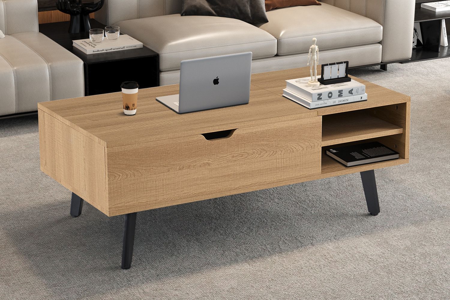 Salontafel Justine Opklapbare Top Decor Eik Naturel