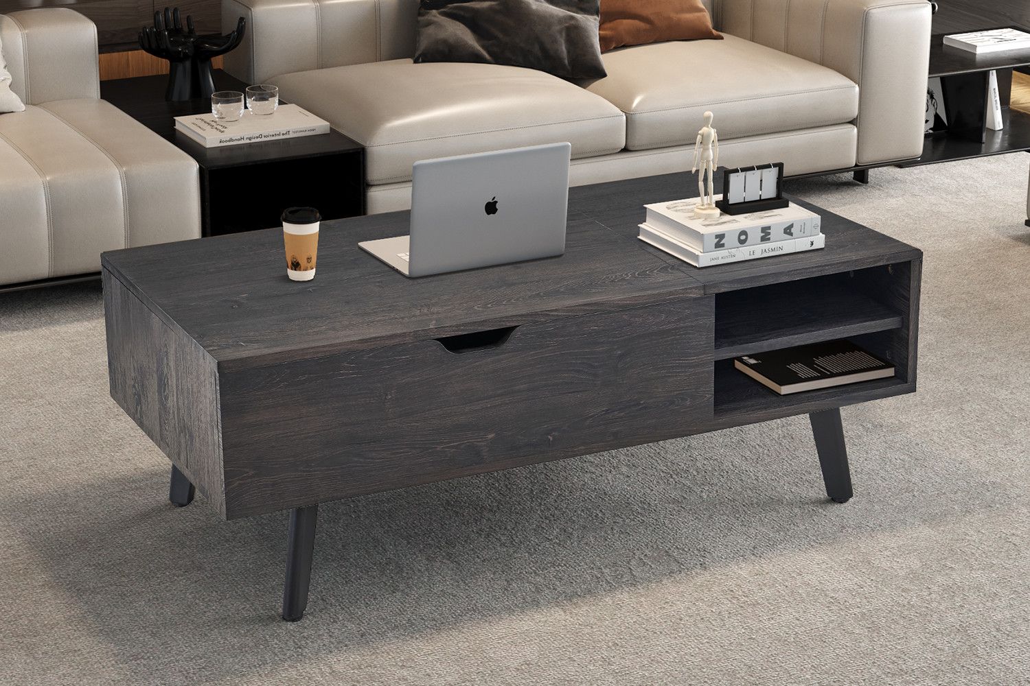 Salontafel Justine Opklapbare Top Decor Donkerbruin