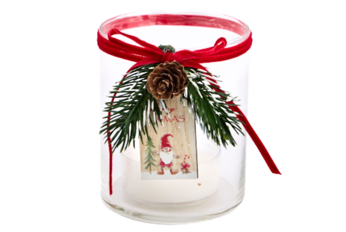 Theelichthouder Glas Gnoom Rood