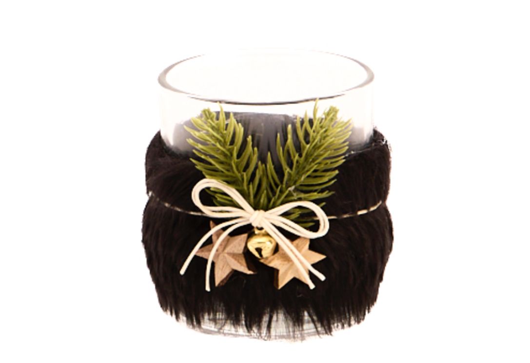 Theelichthouder Textiel Zwart