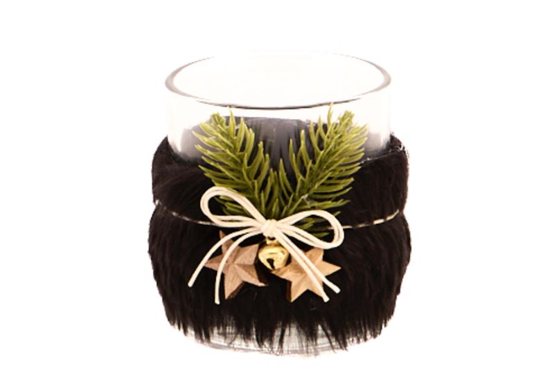 Theelichthouder Textiel Zwart