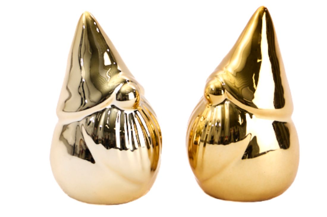Mini Gnoom Keramiek Goud 2 Stuks