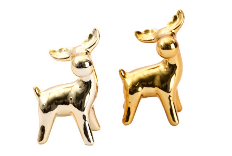 Mini Rendier Keramiek Goud 2 Stuks