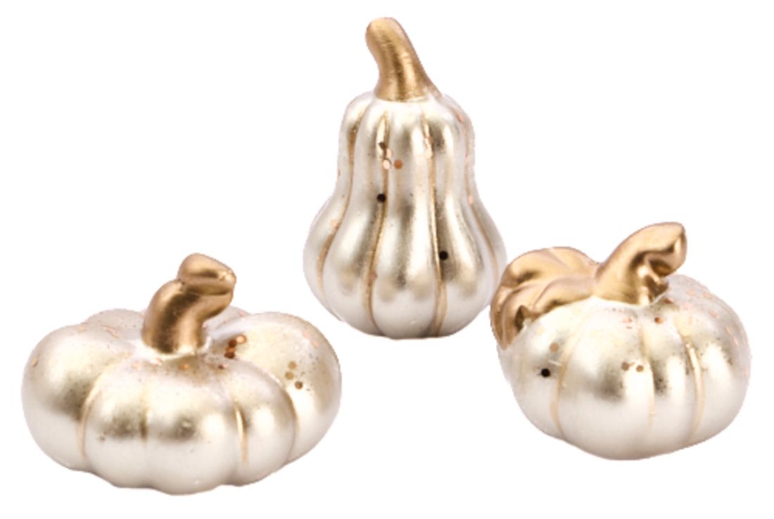 Mini Pompoenen Zilver/Goud 3 Stuks