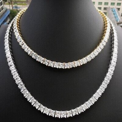 Prong setting Vvs simulated "Baguette tennis" chain