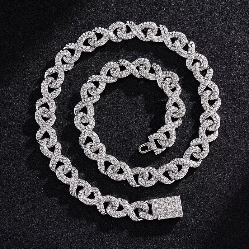 Micro pavé prong setting Vvs simulated "Infinity link" Chain and Bracelet