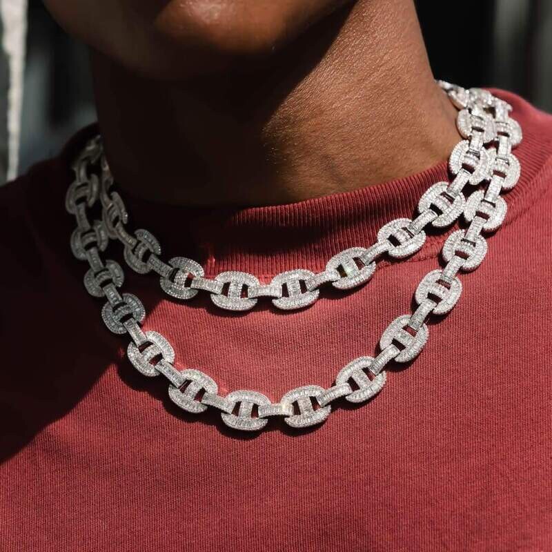Prong setting Vvs simulated "Baguette mariner link" Chain(or Bracelet)