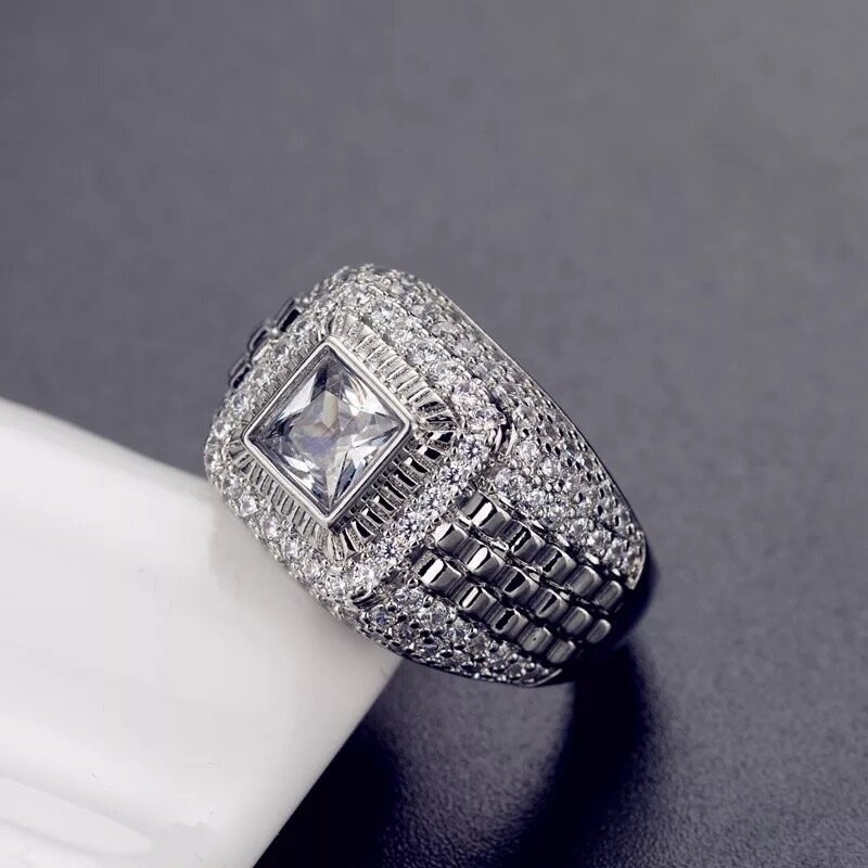 Micro pavé prong setting Vvs simulated "Hi-roller" ring