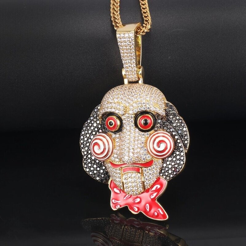 Micro pavé prong setting Vvs simulated "Jigsaw" Pendant(and Rope chain)