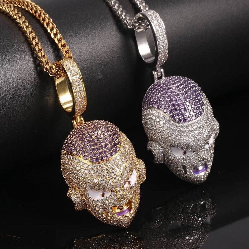 Micro pavé prong setting Vvs simulated "Frieza" pendant (and chain)