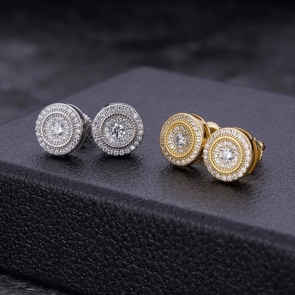 Micro pavé prong setting Vvs simulated "Round" earrings
