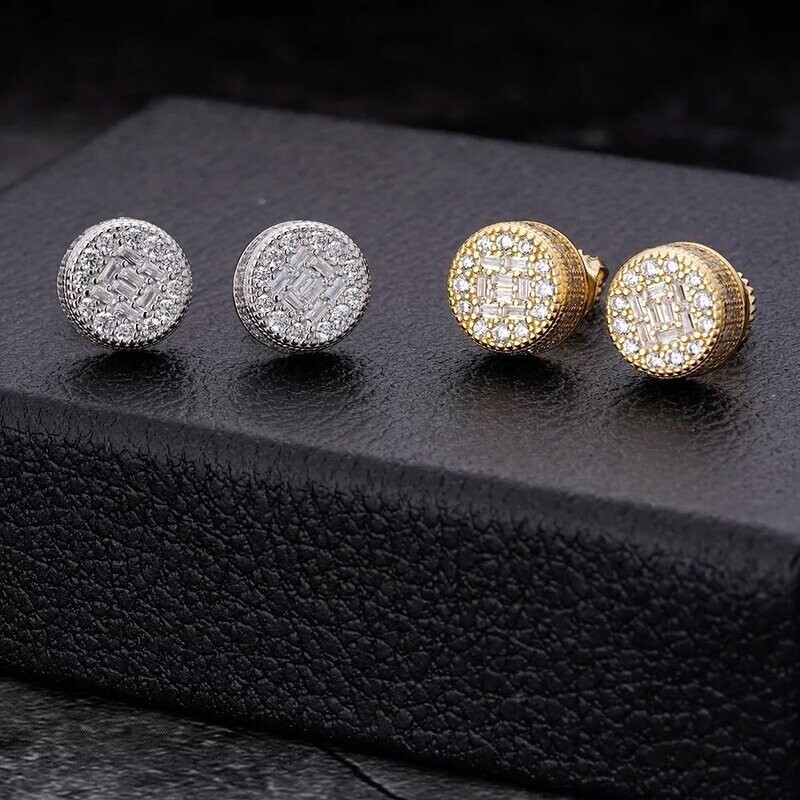 Mirco pavé prong setting Vvs simulated Baguette "Round" earrings