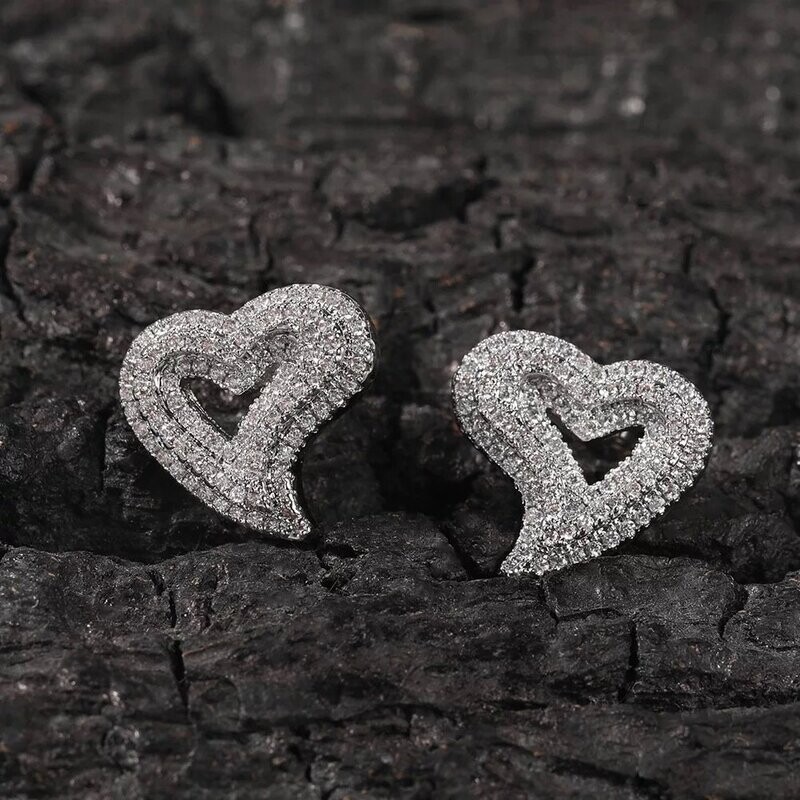 Micro pavé prong setting Vvs simulated " Mi amour" earrings