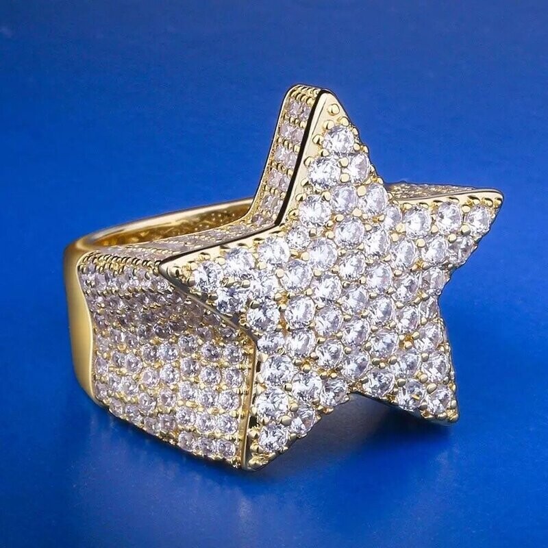 Micro pavé prong setting Vvs simulated "Star" ring