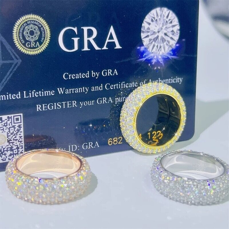 Micro pavé prong setting Vvs simulated "3 row round" ring