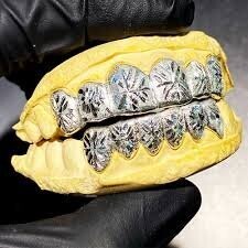 10k White Gold 6 count "Snowflake" grillz