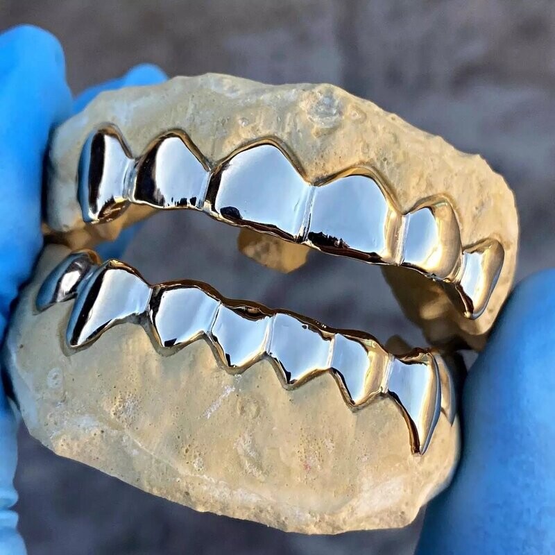 10K White Gold 6 count "Solid" grillz