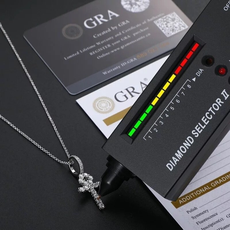 Prong setting Vvs simulated "Ankh" pendant(and chain)