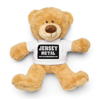 Teddy bear with a Jersey Metal t-shirt