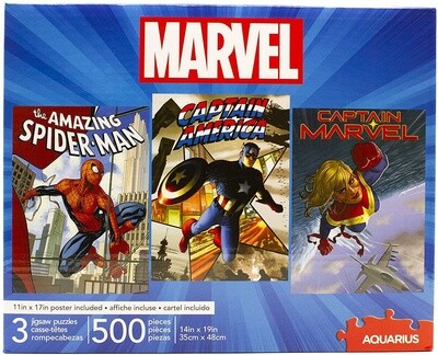 Set of 3 Marvel Comics Puzzles (Three 500 Piece Jigsaw Puzzles)