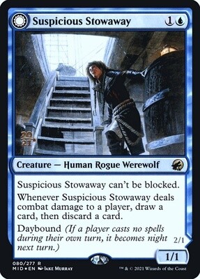Suspicious Stowaway // Seafaring Werewolf (Innistrad: Midnight Hunt Promos, 80s, Foil)