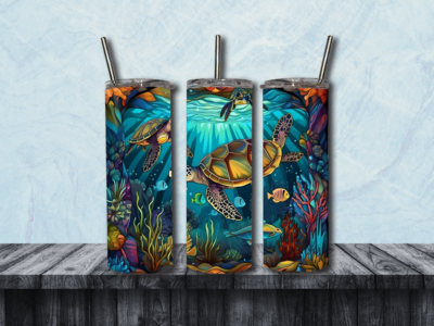 Stained Glass Sea Turtle Tumbler