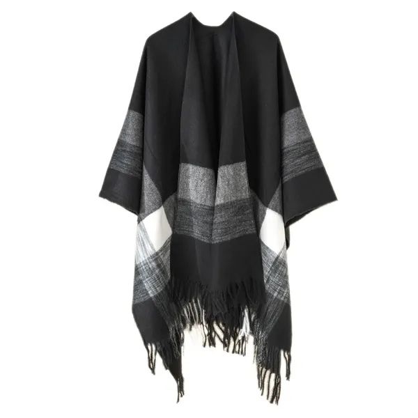 Cape - Striped Colorblock Thermal Shawl