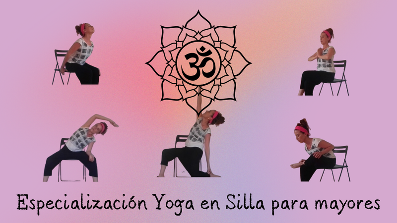 Yoga en silla para mayores . Si te gusta cuidar de los mayores esta es tu formación. 14 vídeos pregrabados en directo (11 horas), dossier en pdf de 33 páginas. Certificado &quot;Chair Yoga Trainer&quot;
