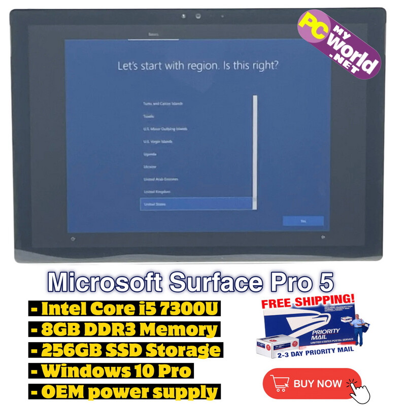 Microsoft Surface Pro 5 - Intel Core i5 7300U, 8GB DDR3, 256GB SSD, Windows 10 A/B Condition