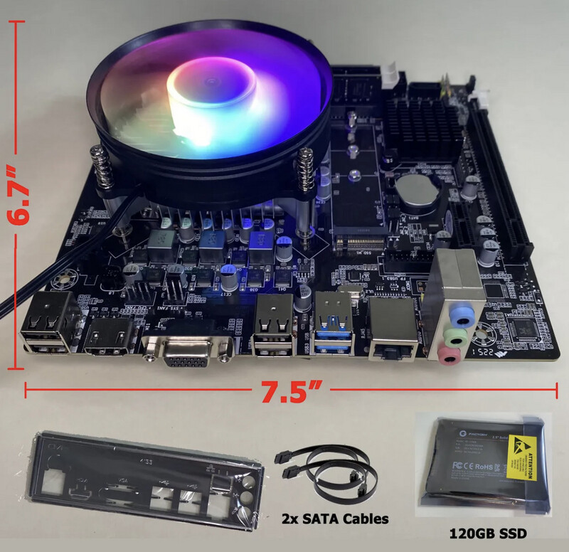 Intel i7 Gaming Motherboard CPU RAM Combo 3.8GHz 16GB 120GB SSD HDMI Desktop PC