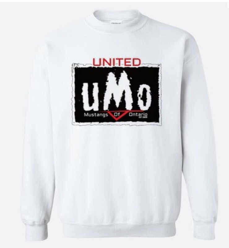 United Mustangs of Ontario White Crew Neck Long Sleeve Sweatshirt
