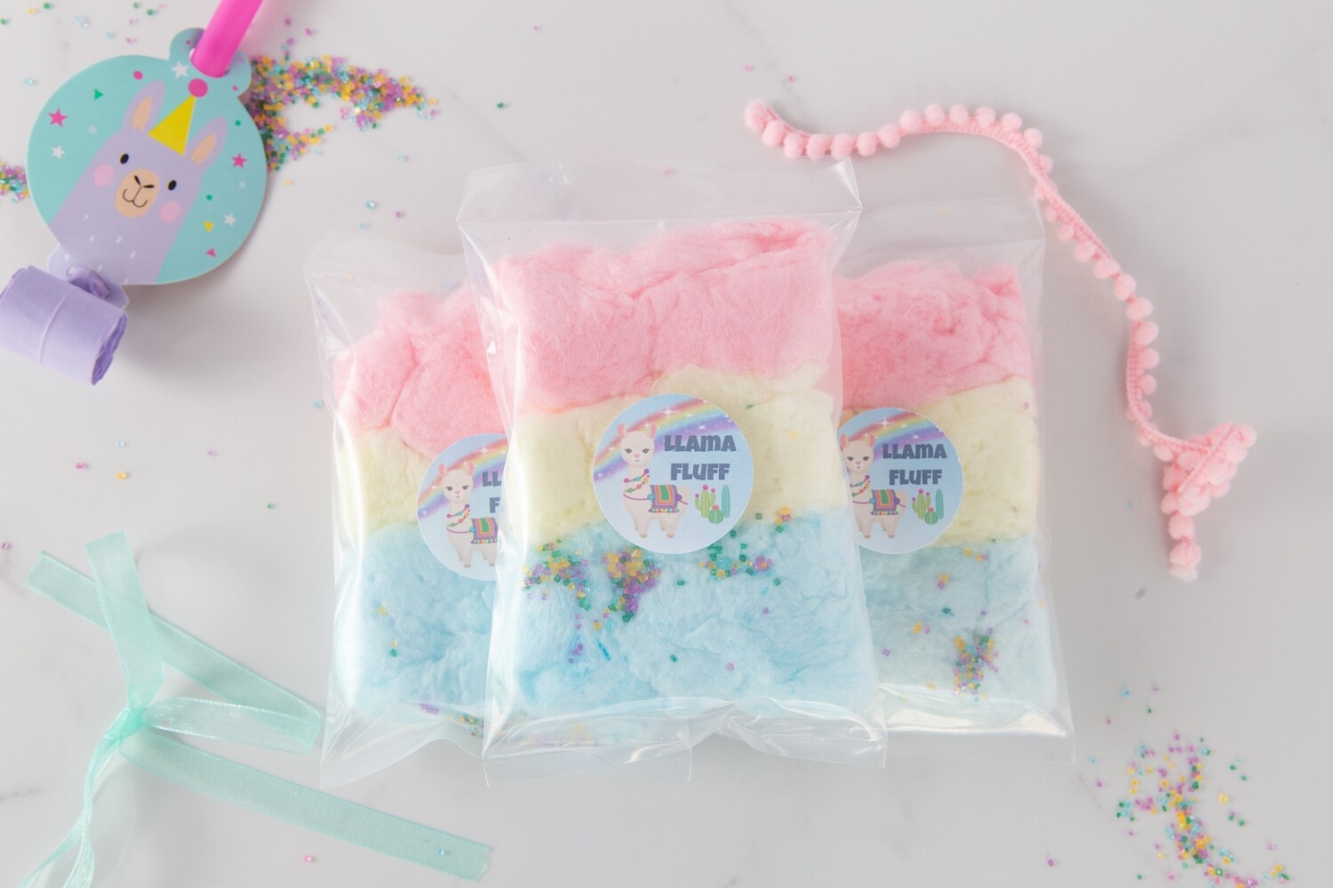 Llama Fluff | Llama Themed Cotton Candy Party Favors Llama Fluff | Llama Themed Cotton Candy Party Favors