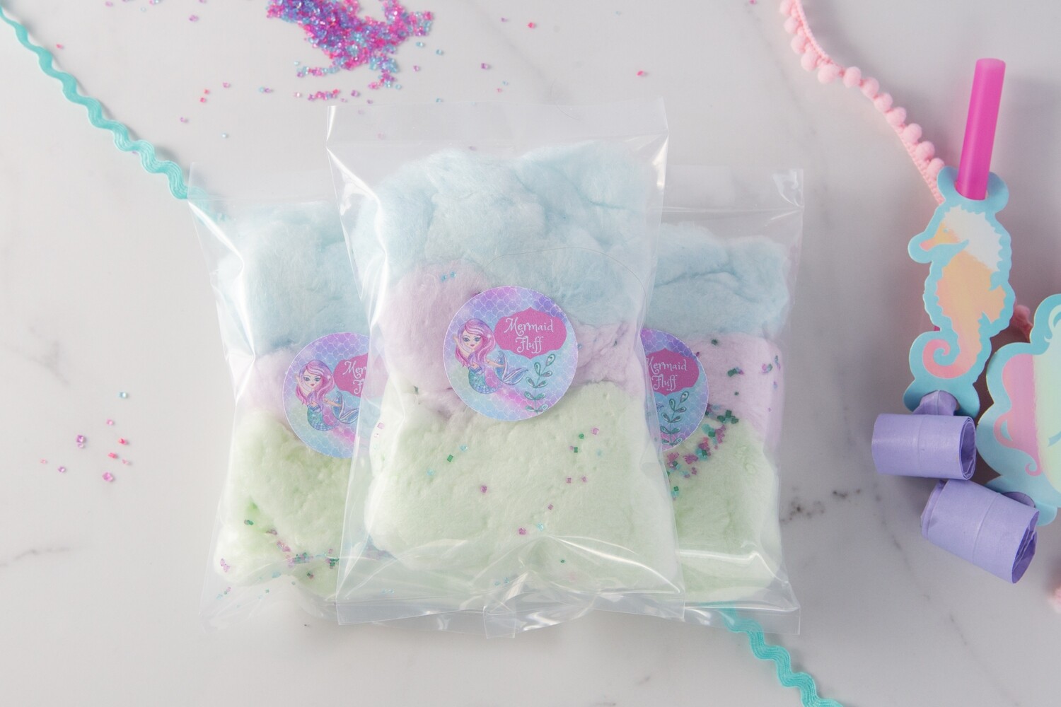 Mermaid Fluff | Mermaid Themed Cotton Candy Party Favors Mermaid Fluff | Mermaid Themed Cotton Candy Party Favors