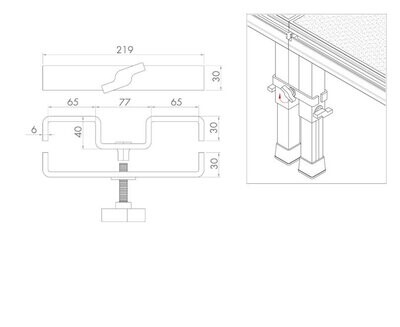 Sistema de unión pata-pata para tarimas con patas de 60×60 mm TMU-05