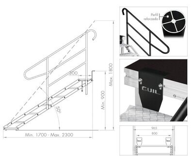 Escalera plegable de aluminio Para escenarios con alturas de 900 a 1800 mm - ECP-6