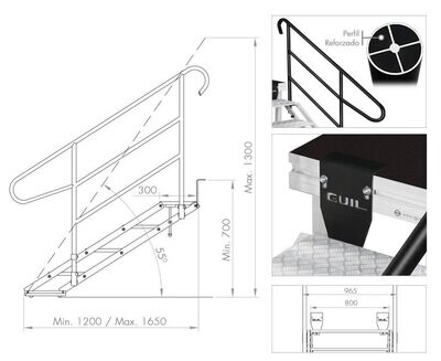 Escalera plegable de aluminio Para escenarios con alturas de 700 a 1300 mm - ECP-4