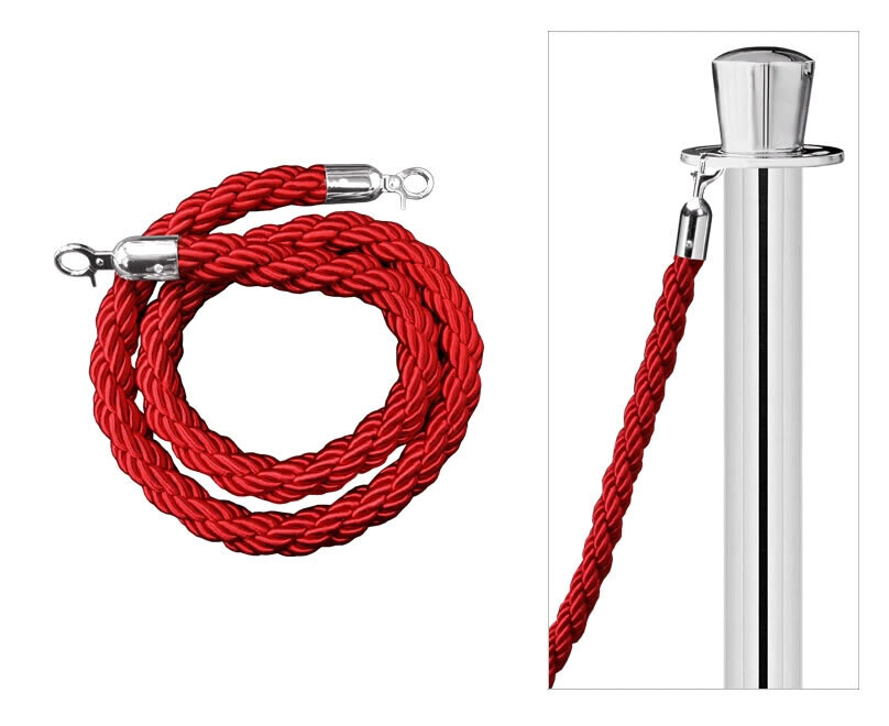Cordón PST-CT1 de color rojo de 1,5 m (Ø 30 mm) con mosquetones cromados