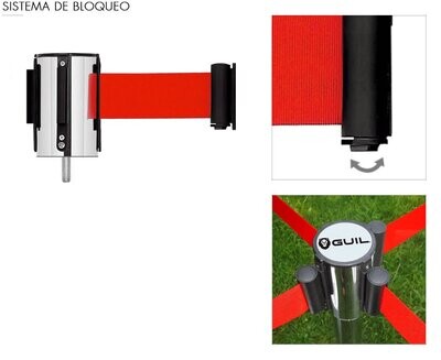 Cabezal con cinta retráctil de 3 m en color rojo PST-CB/1