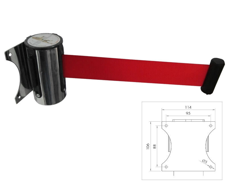 Cabezal de pared con cinta retráctil roja de 3 m PST-CB/P