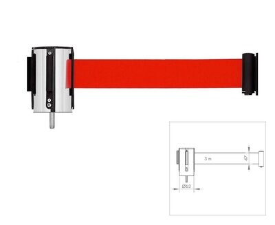 Cabezal con cinta retráctil de 3 m en color rojo PST-CB/1